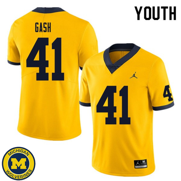 Youth Michigan Wolverines #41 Isaiah Gash Yellow Player Jersey